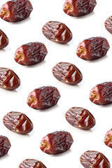 Dried date pattern isolated on white, from above