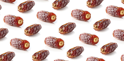 Dried date pattern isolated on white, from above