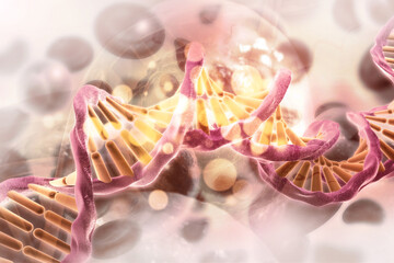 Dna structure on scientific background. 3d illustration