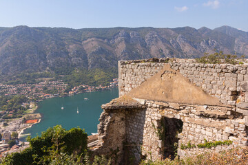 Fototapeta premium View of the ancient walls of the Castle Of San Giovanni , near the town of Kotor. Montenegro 