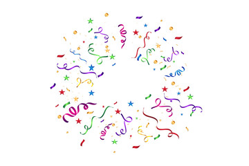 Colorful confetti on white background