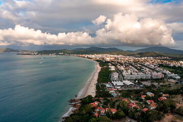 Obraz premium aerial image with drone from the international jurere beach in florianópolis Santa Catarina Brazil