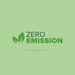 Vector Zero Emission with Leaf Icon Flat