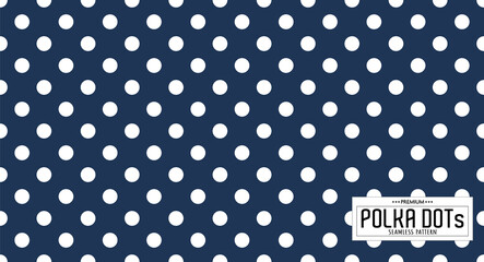 Dots pattern vector. Polka dot background. Blue seamlles polka dots abstract background. Dot pattern print. Panorama view. Vector illustration © Eduard