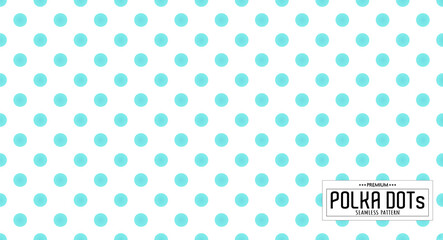 Dots pattern vector. Polka dot background. Blue seamlles polka dots abstract background. Dot pattern print. Panorama view. Vector illustration - obrazy, fototapety, plakaty