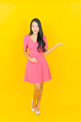 Portrait beautiful young asian woman smile with action