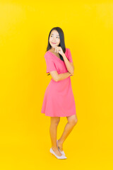 Portrait beautiful young asian woman smile with action