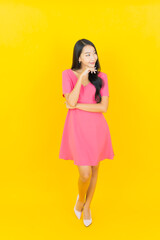 Portrait beautiful young asian woman smile with action