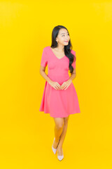 Portrait beautiful young asian woman smile with action