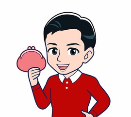 赤い服を着た若い男性