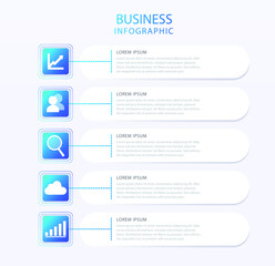 Flow diagram infographic. Business organization. Data set, process, classification, data analytic and evaluation. Web banner
