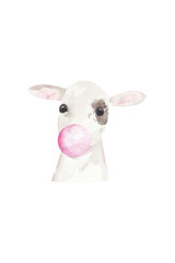 Watercolor funny sheep, cute farm animals