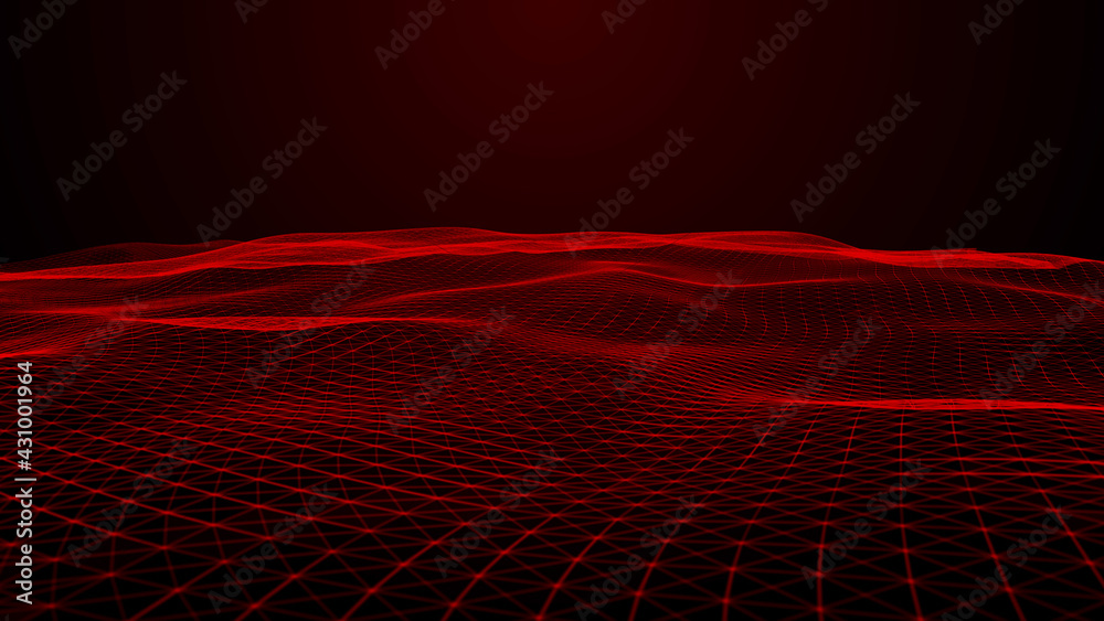 Poster big data visualization. abstract wave. digital background. 3d rendering.