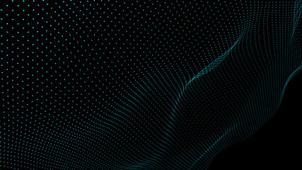 Abstract digital background. Futuristic wave of dots and weave lines. Digital technology. 3d rendering.