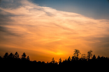 breathtaking sunset over the Black Forest in Germany