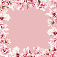 Fototapeta na wymiar Set of flower branches, wreaths, pink rose flower, leaves. Wedding concept. Flower poster, invite. design schemes for greeting cards or invitations