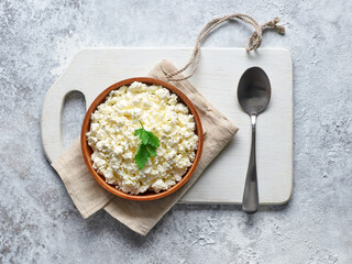 bowl of fresh cottage cheese