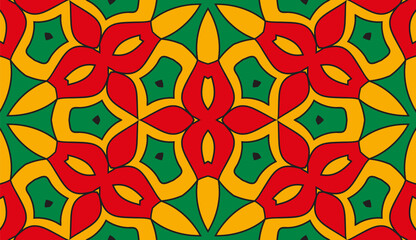 Abstract colorful doodle flower seamless pattern. Floral geometric background. Mosaic, tile of thin line ornament.