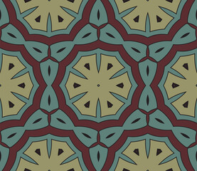 Abstract colorful doodle flower seamless pattern. Floral geometric background. Mosaic, tile of thin line ornament.