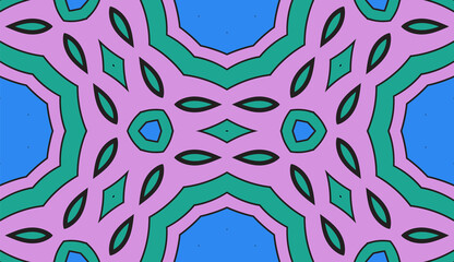 Abstract colorful doodle flower seamless pattern. Floral geometric background. Mosaic, tile of thin line ornament.