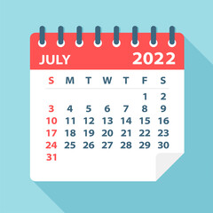 July 2022 Calendar Leaf - Vector Illustration