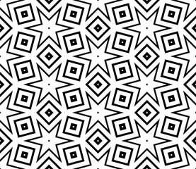 Abstract black and white halftone hexagon, triangle seamless pattern. Geo shape background. Mosaic, tile of thin line ornament.