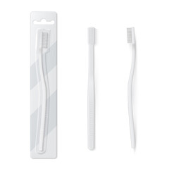 Collection of toothbrush with and without box vector illustration daily teeth hygienic