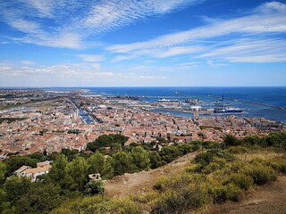 Fototapeta na wymiar Point de vue panoramique de la ville de Sète, Hérault.