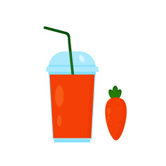 This is a carrot juice isolated on white background.