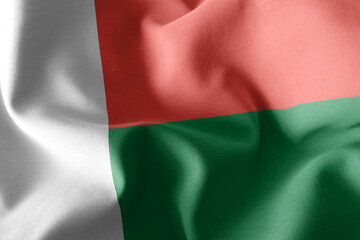 3D rendering illustration flag of Madagascar. Waving on the wind