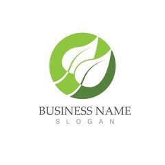 Logos of green Tree leaf ecology