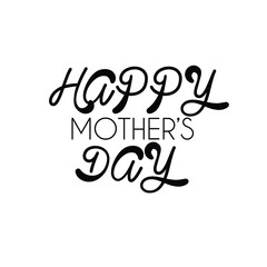 Obraz premium Happy Mother's Day text isolated on white background. Lettering Mother's day logo, badge, icon. Template for Happy Mother's day, invitation, greeting card, postcard.