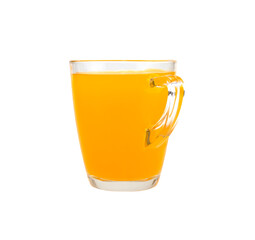 Orange juice glass, isolated on white background