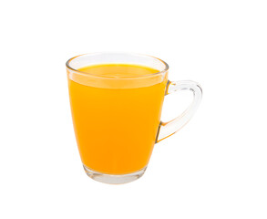 Orange juice in a glass isolated on white background