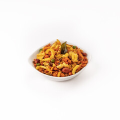 mix farsan or farsaan in a white bowl or plate 