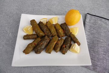 Filled Vine Leaves With Lemon Slice