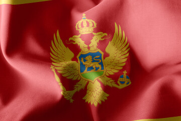 3D rendering illustration flag of Montenegro. Waving on the wind