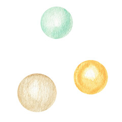 Watercolor hand painted abstract Yellow mint green beige circle background set. Subtle ink gradient on textured paper. Creative aquarelle painted spring summer colors canvas for design, invitation
