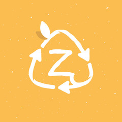 Obraz na płótnie Canvas Z letter logo inside reuse sign in grunge linear style.