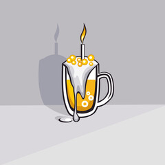 Festive Easter cake in the form of a beer mug. Vector illustration.