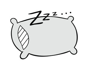Cartoon vector illustration of pillow, sleep and zzz.