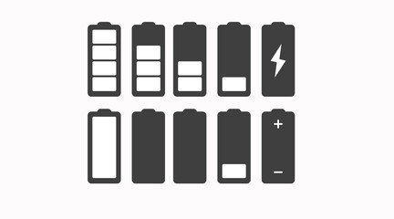 Battery Icon Set. Vector isolated flat set of batteries signs