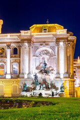 Matthias fountain at Royal palace of Buda at night, Budapest, Hungary