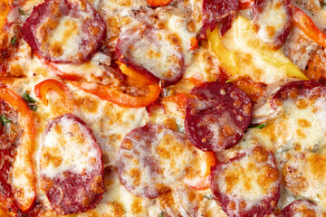 Close up photo of tasty italian pizza