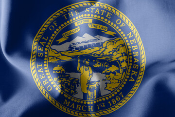 Fototapeta na wymiar 3D illustration flag of Nebraska is a region of United States. W
