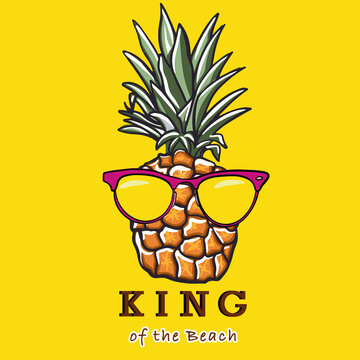 Pineapple Cartoon vector art and illustration with glasses