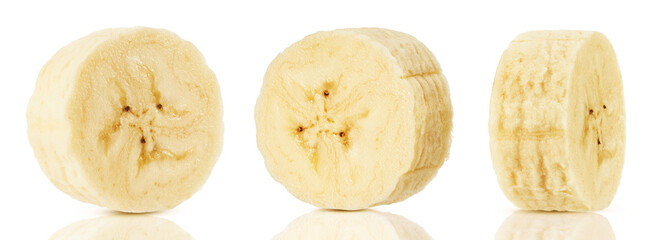 Slice of banana isolated on white background    