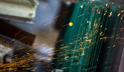 worker steel and fire spark