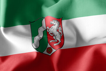 3D illustration flag of North Rhine-Westphalia is a region of Ge - obrazy, fototapety, plakaty