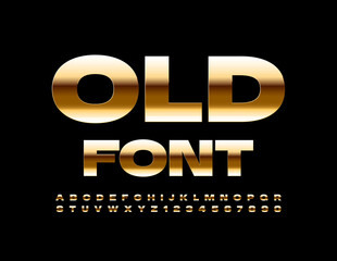 Vector Old Gold Font. Artistic Alphabet Letters and Numbers.